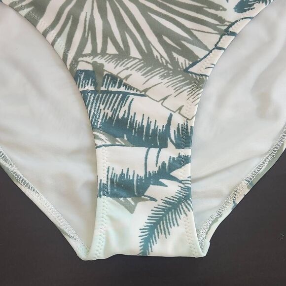 Aerie Green and Gold Print Bikini Bottoms NWT Size Small Full Coverage Bottoms - Picture 4 of 13